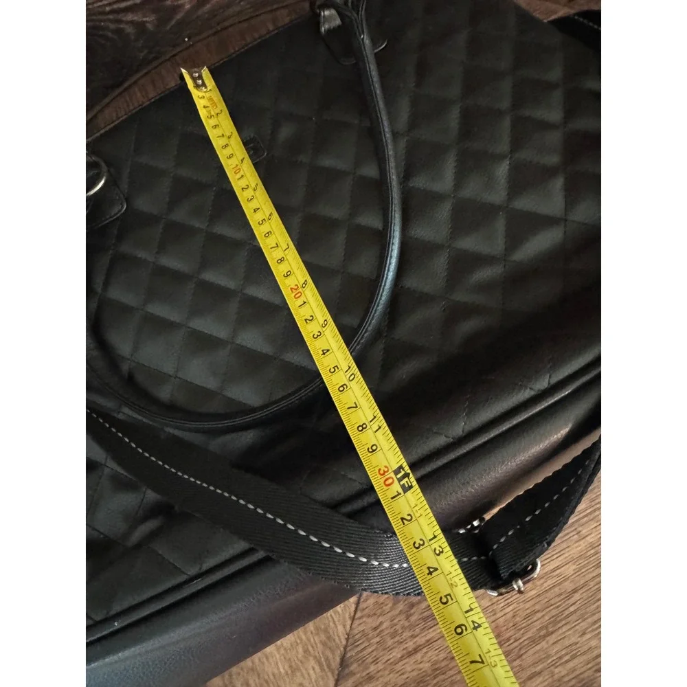 Solo New York Quilted Laptop Tote Bag Black Work Briefcase Crossbody Strap